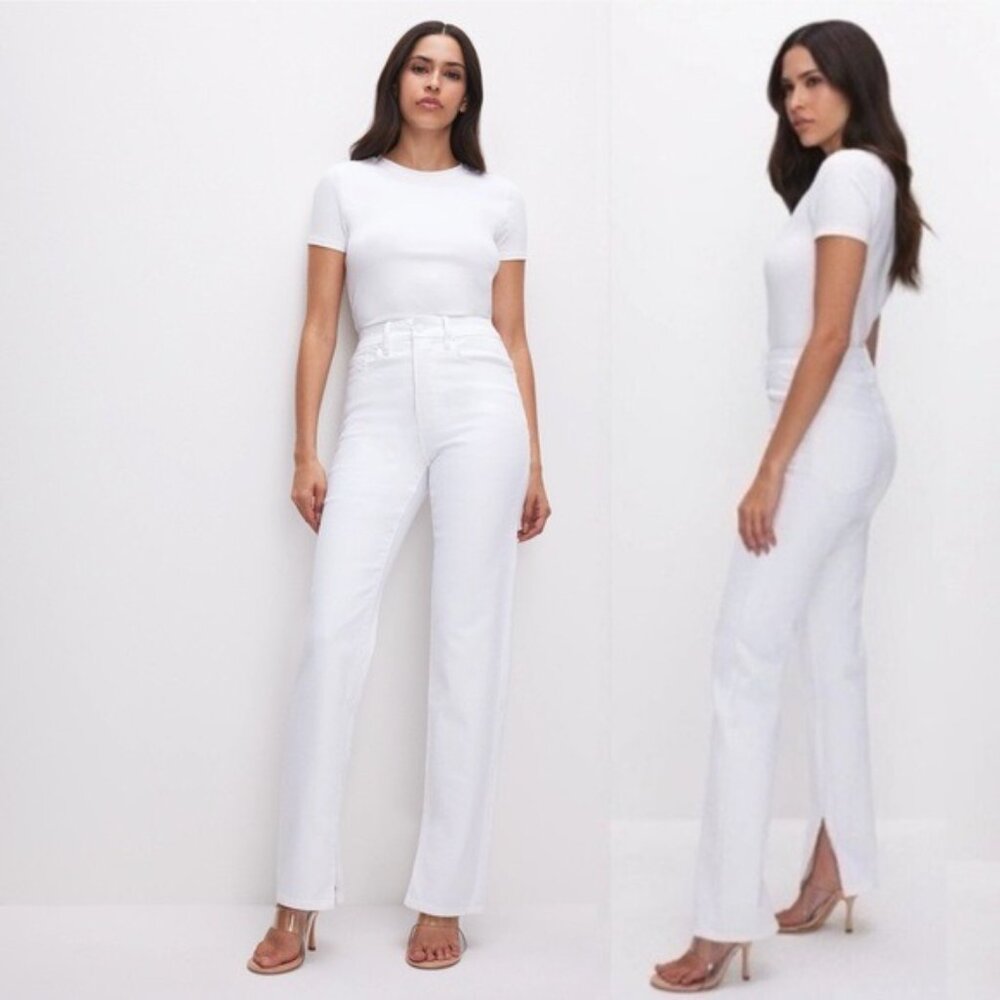 Good American White Straight Leg Jeans